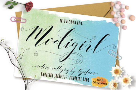 Modigirl Script: A Handcrafted Font with 925 Unique Glyphs for Authentic Design